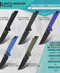Chop2 Folding EDC Knife With Crossbar Lock 3.54 Inch D2 Tanto Blade And Carbon Fiber Handle displayed with item numbers.