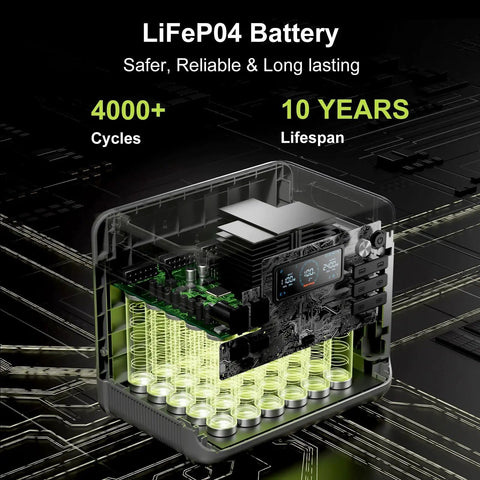 Heavy Duty Portable Power Station With 2048Wh Lifepo4 Battery And 2400W Ac Output For Legit Blackout Backup showing internal LiFePO4 battery structure.