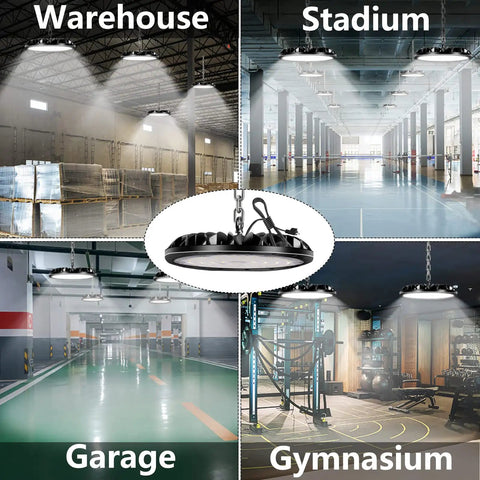 UFO High Bay LED Shop Light 6000K Daylight Bright Industrial Lighting for Warehouse, Stadium, Garage, Gymnasium