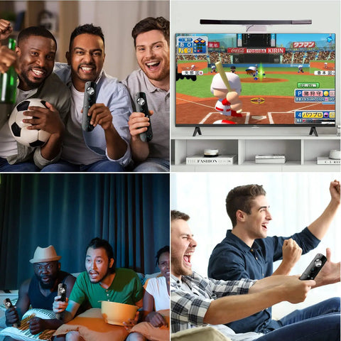 Groups enjoying games using Replacement Wired Infrared Sensor Bar For Nintendo Wii And Wii U Console in various settings