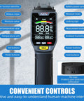 All In One Wood Moisture Meter And Digital Water Tester With Backlit LCD Display, Auto Alarm, Low Battery Indicator, Calibration And Hold Button For Wood Firewood Lumber And Floors, Measures Humidity And Temperature And Helps Detect Mold, front view