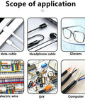 Scope of application chart for Grab This Awesome 195 Piece Heat Shrink Tube Kit With Adhesive Lining And 3:1 Scale For Serious DIY Pros Who Need Rock Solid Insulation, Seven Sizes Perfect For Wrapping Cables Every Way You Want The Black Sleeve Wrap That Totally Nails Your Wiring., showing cables, wires, glasses, and DIY uses
