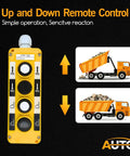 Waterproof Industrial 4 Button Pushbutton Switch For Hoist Crane with illustrations of truck operations.