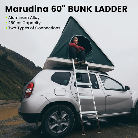 Lightweight Aluminum RV Bunk Ladder With 4 Steps, 3 Fixed Height Settings (59.5, 60.5, 61.5 Inches), Anti-Slip Rungs For Safety, Easy Pre-Assembled Install, Perfect For Bunk Beds, Campers, Dorms, And Kids Rooms. on camper