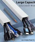 Big TV Cord Hider For Wall Mounted TVs 32 Inch White Cable Cover Kit With Two 15.8 Inch Sections Hides 3 To 6 Cables Easy Wire Management