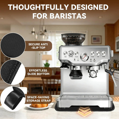 Ultimate Espresso Machine Slider Compatible With Breville 870XL, featuring secure anti-slip top and glide bottom for easy movement.