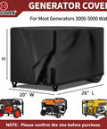 Kickass Universal Generator Cover Waterproof 26X20X20 Inches black cover for 3000 to 5000 watt generators displayed with dimensions.
