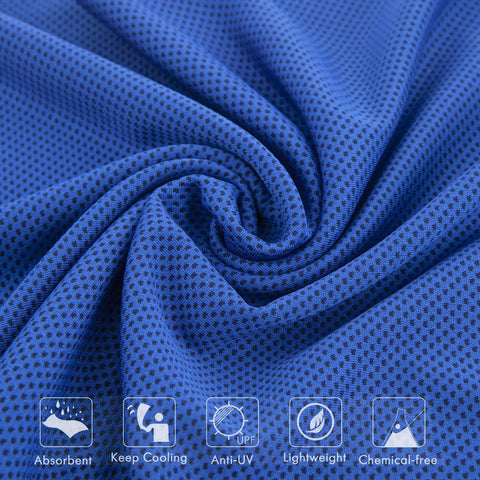4 Pack Ice Cooling Towels 40x12 Inches For Neck And Face Ultra Soft Microfiber Chilly Towel in blue close-up twist