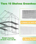 Walk-In Greenhouse With 57x61x80 Inch Footprint, 3 Tiers And 10 Shelves, Backyard Ready Garden Hot House Frame and Shelf Diagram