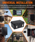 Built Tough IP67 Rugged Waterproof Electrical Junction Box With Heavy Duty Steel Latches All Weatherproof Hinged Black Cover for outdoor use