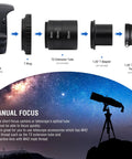T2 T Ring Camera Adapter For Canon EOS SLR DSLR Cameras and Telescope setup diagram for astrophotography focus