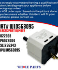 Dryer Push To Start Switch W10563095 Replacement For Kenmore Maytag And Whirlpool Dryers Exact Fit Replaces 3022058 AP6023004 PS11756343 WPW10563095, white plastic switch