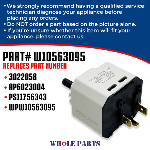 Dryer Push To Start Switch W10563095 Replacement For Kenmore Maytag And Whirlpool Dryers Exact Fit Replaces 3022058 AP6023004 PS11756343 WPW10563095, white plastic switch