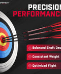 Head Hunter 20 Inch Carbon Crossbow Arrows 5 Pack With Field Points And Half Moon Nocks in target showing accuracy