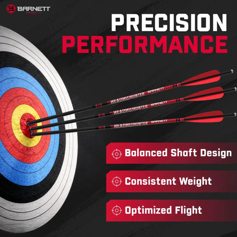 Head Hunter 20 Inch Carbon Crossbow Arrows 5 Pack With Field Points And Half Moon Nocks in target showing accuracy