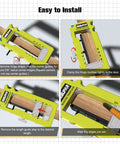 Hinge Mortising Router Template Pro Grade For 3 To 5 Inch Hinges Fits Square And Round Corner Hinges Includes 1/4 Inch And 5/8 Inch Radius Inserts Integrated Jig For Precise Mortises Easy Install shown in use on a door.
