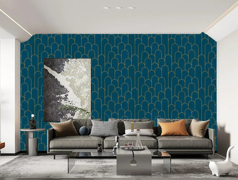 Dope Blue Gold Geometric Peel And Stick Wallpaper Roll Removable Self Adhesive Contact Paper for modern living room wall decor