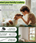 Adjustable Window Security Bar 11 To 18 Inches Portable Short Sliding Window Lock installed on residential window