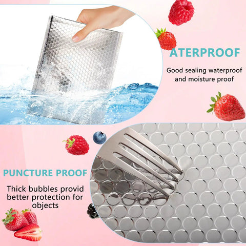 Metallic Thermal Bubble Mailers 8x11 Inches Waterproof Padded Envelopes Self Seal Foil Mailing Envelopes Insulated Shipping Bags Silver