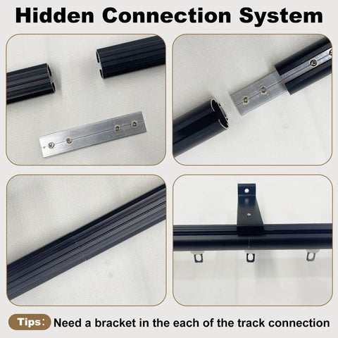Ultra Smooth No Jam Silent Wall Mounted Curtain Track System With Aluminum Sliding Rails And Heavy Duty Roman Rod Modern Room Divider For Living Room And Bedroom Black Seven Point Two Feet hidden connection