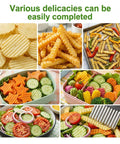 Stainless steel crinkle cutter for vegetables; wavy blade used to create crinkle-cut fries and veggie slices.