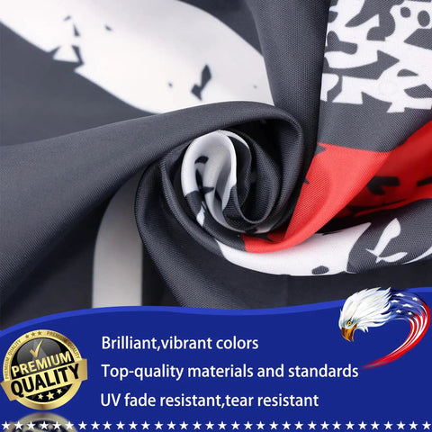 Close-up of Patriotic 3x5 Ft Double Sided Three Layer American Flag fabric showing fade resistant, tough welded stitches