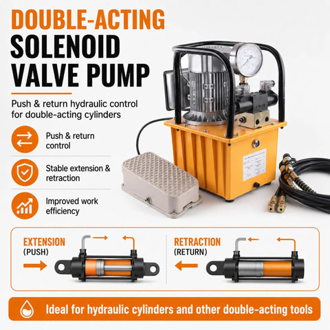 Heavy Duty 750W Electric Hydraulic Pump With Double Acting Design And Pedal Switch Cranking 10000PSI And Dead Accurate Pressure Gauge For Real Shop Work And No Hassle Operation