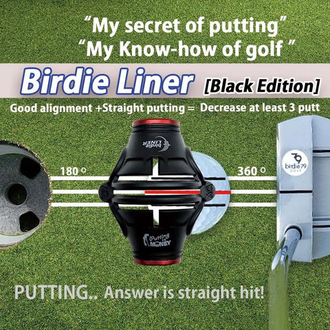 Pro Grade Liner Black Golf Ball Marker Alignment Tool Kit With 360 Degree Triple Line Stencil in use on green field