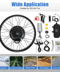 26 Inch Rear Wheel Electric Bike Conversion Kit 48V 1500W High Torque Hub Motor and accessories with terrain examples