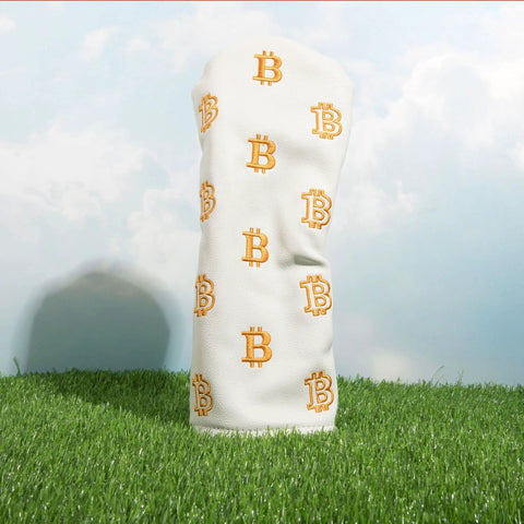 Crypto Themed Leather Golf Driver Headcover With Velour Lined Interior For Dope Protection HODL 21 Style Golf Accessory