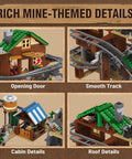 1170 Piece Mine Roller Coaster Building Blocks Set featuring cabin, track, and roof details for builders and STEM geeks