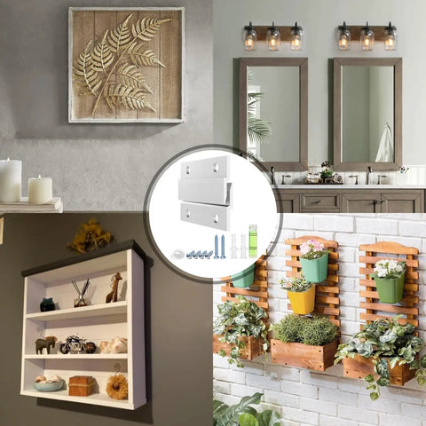 Beefy Heavy Duty Aluminum Z Hanger Set For Easy Wall Mounting Brackets Interlocking French Cleat Clips supporting various decor items