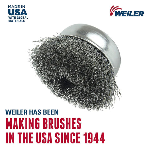 6 Inch Crimped Wire Cup Brush With.020 Inch Steel Fill For Grinders, 5/8-11 UNC Nut, Made In USA, Built Tough Pro Grade Deburring And Surface Finish Tool