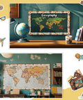 Dope Vintage World Map Travel Bulletin Board Border 68.9 Ft Long 2.99 In High Back To School Decor for classrooms and parties.
