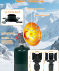 6800 BTU Golf Cart Propane Heater with storage box and adjustable cup holder against snowy mountain backdrop