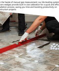 500-Pack Tile Spacers Set 1mm Removable Cross Spacers used on tiled floor with red leveling tool, ideal for precise grout spacing