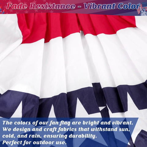 All American Patriotic Bunting Banner Pack With A 4 Pack Of Red White And Blue Half Fan Flags For Fourth Of July Memorial Day And 250th Anniversary Celebrations Festive Indoor And Outdoor Decor, showing vibrant color and durable fabric.