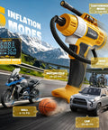 No Fuss Cordless Tire Inflator Workhorse With Blazing Fast Airflow And Totally Foolproof Digital Gauge Auto Shut Off Quick Fill Pump for bikes, cars, and sports gear.
