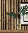 Brown Bamboo Peel And Stick Wallpaper Roll For Easy Removable Wall Decor, Self Adhesive Repositionable Covering No Paste, wall