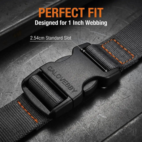 Heavy Duty One Inch Side Release Buckles With Screw Pin For Webbing Straps Two Pack showing a close-up of the buckle detail and strap.