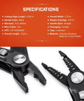 2 In 1 Combo Linesmans Pliers And Wire Stripper With Dual Material Handles, Heavy Duty Tool Specifications On Display