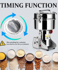 High Speed 2000 Gram Grain Mill Grinder Electric Machine With Copper Motor And Heavy Duty Three Layer Stainless Steel Blades shown