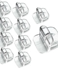 10 Pack Rimless Aquarium Clips For 3 To 5 Mm Glass Top Mount Lid Support Brackets Heavy Duty Tank Stabilizer Clamps displaying clear clips.