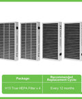 F1 Replacement Filter For Filtrete C01 T02 Room Air Purifier FAP-C01-F1 FAP-T02-F1 4-pack lined up with packaging details
