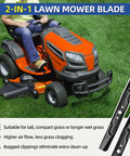 Beefy High Lift Mower Blade Set For 42 Inch Deck Riding Mowers Compatible With Cub Cadet Troy Bilt Bronco Pony Mustang shown installed