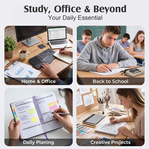All In One College Stationery Gear With Large Pencil Case used for study, office tasks, schoolwork, planning, and creative projects.