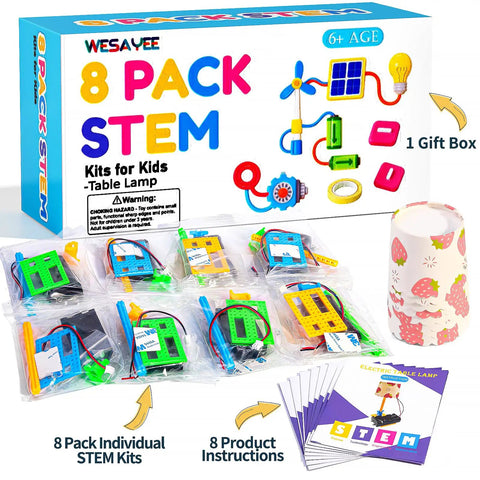 Eight Independent Electric Light Circuit Science Kits For Kids Ages 8 To 12, Easy To Assemble, No Tools Needed, Hands On STEM Fun With Step By Step Guides, Kid Tested And Classroom Or Home Ready, 8-pack box