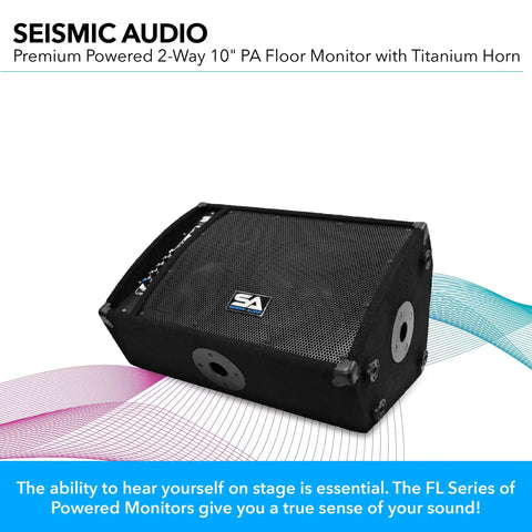 Premium Powered 2 Way 10 Inch Floor and Stage PA Monitor with Titanium Horn Active Speaker Delivering 250 Watts RMS