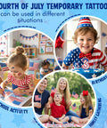 Children using Lit Glow In The Dark 105 Piece Patriotic Temporary Tattoos Set for parties, school activities, and family gatherings.