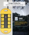 Weatherproof Outdoor Power Strip With Eight Outlets, Waterproof Extension Cord For Wet Areas, IPX6 Rated, Heavy Duty